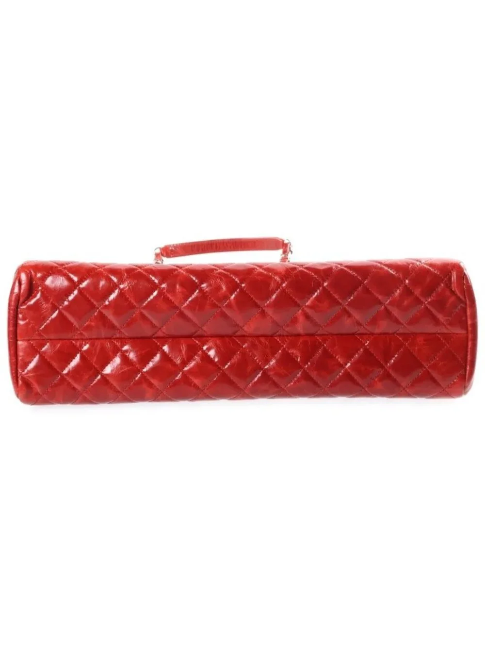 Chanel Mademoiselle Bowling Bag Chain Red Vintage Calfskin Silver